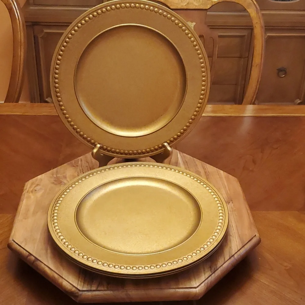 4 Gold Gilded  Decorative Charger Plates